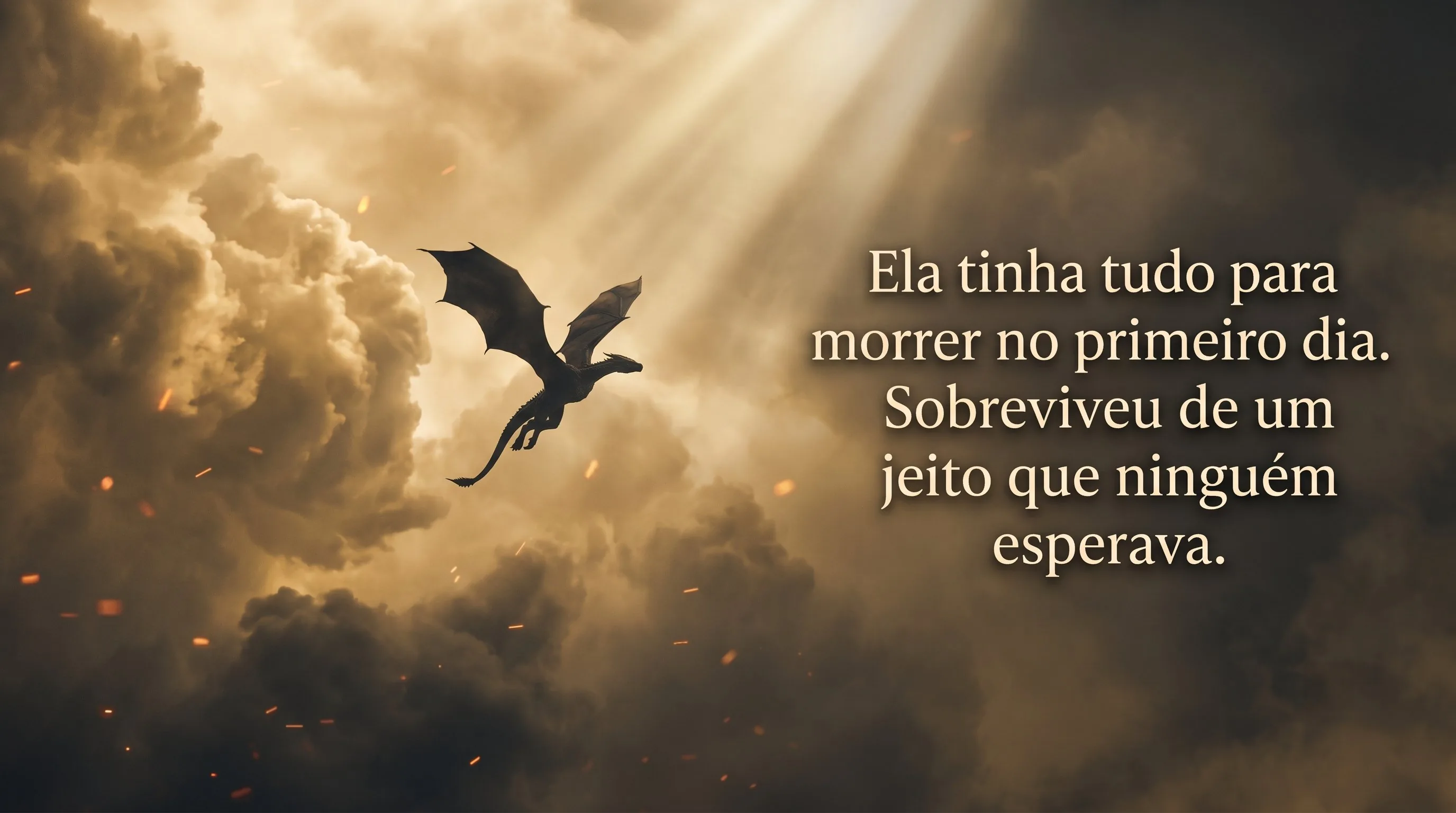 Dragão voando entre nuvens douradas — Ela tinha tudo para morrer no primeiro dia. Sobreviveu de um jeito que ninguém esperava.
